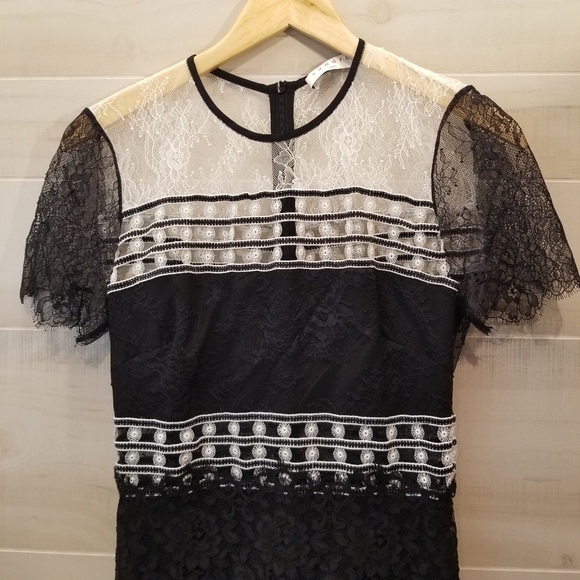 {2} Sandro Paris Rozen Lace Colorblock Dress - Picture 4 of 16